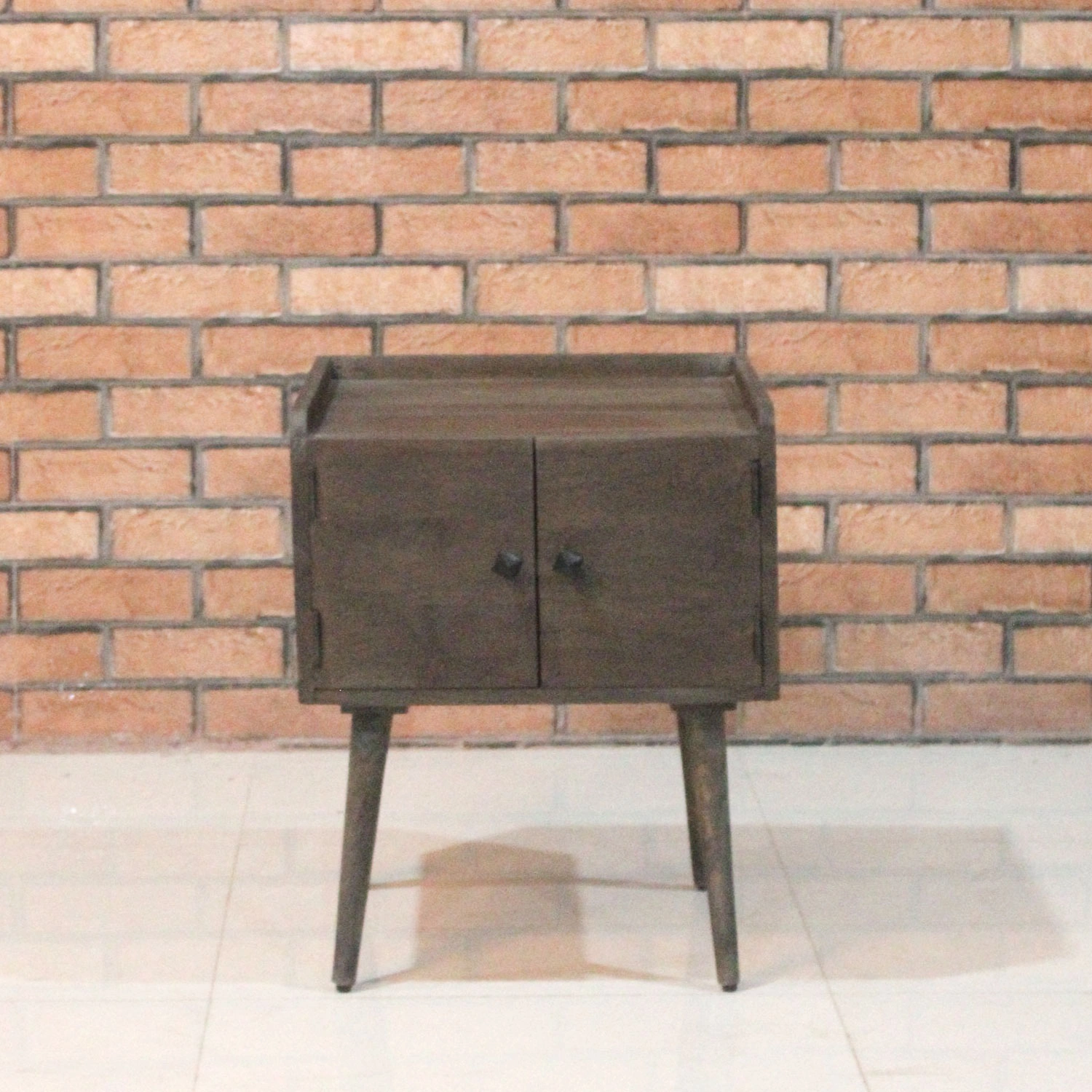 ACACIA WOOD 2 TEIR SIDE TABLE WITH 2 DOORS (KD) - popular handicrafts