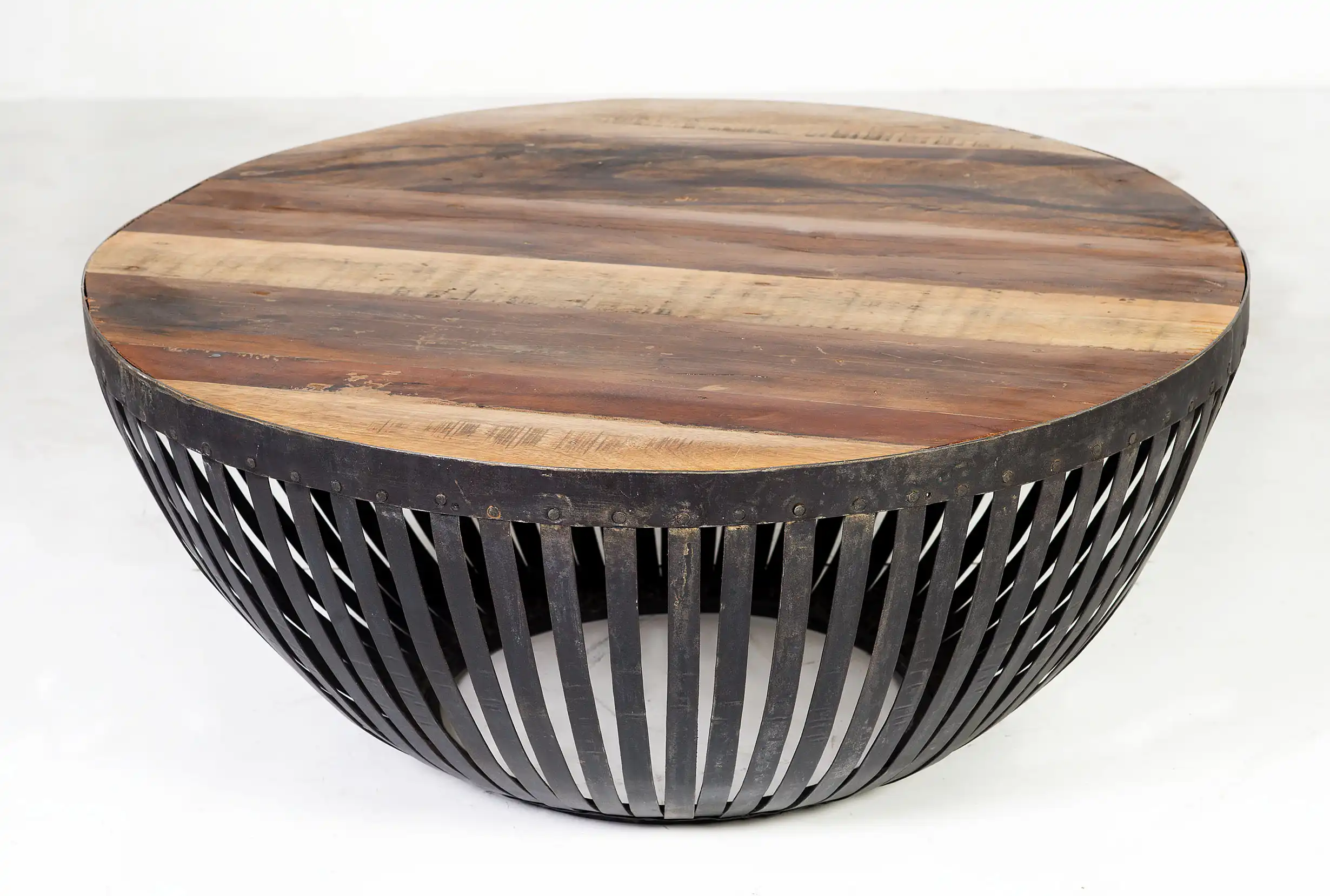 Wooden & Iron Round Coffee Table - popular handicrafts